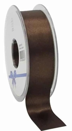 [70410052] RUBAN DOUBLE FACE SATIN BRUN CHOCOLAT 25MM X 25M