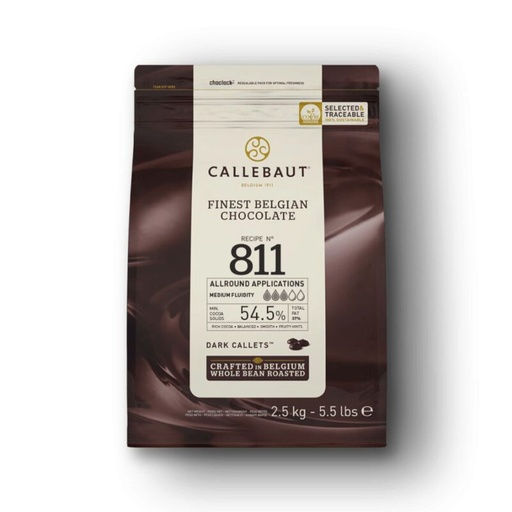 [03070116] CALLEBAUT 811-E4-U71 FONDANT CHOCOLADE CALLETS 55%  KARTON VAN 8 ZAKKEN X 2,5KG = KG