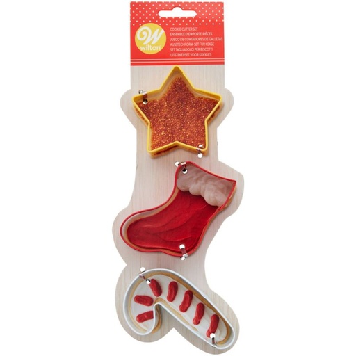[08053762] WILTON CHRISTMAS COOKIE CUTTER STAR/CANDY CANE/SOCK