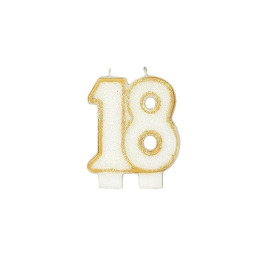 [08075607] 18th ANNIVERSARY CANDLE WITH GOLD EDGE, 6CM HIGH