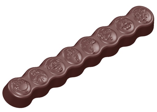 [70410606] MOULE À CHOCOLAT SMILEY BAR 8 FACES CW1590 13.5X27.5CM 1X3 94GR