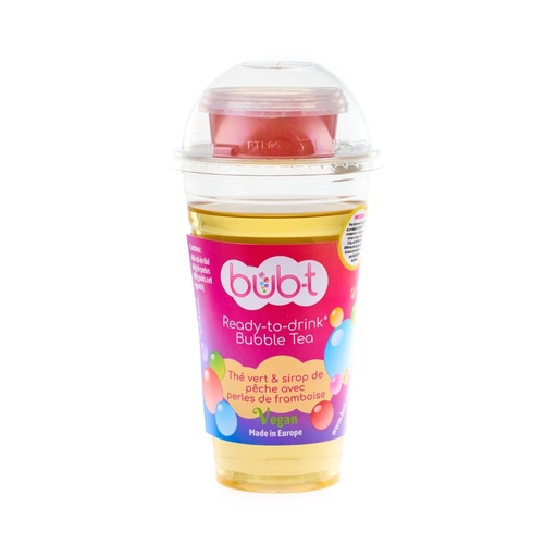 [00067402] BUB-T THÉ VERT AROMATISÉ PÊCHE ET PERLES FRAMBOISE 460ML 
