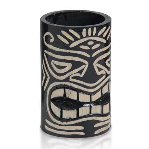 [71400000] TIKI BLACK WOODEN GLASS HOLDER Ø8CM H15CM