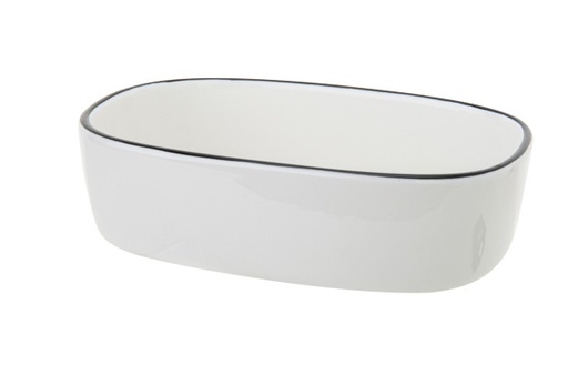 [00067550] C&T PLAT A FOUR LASAGNE 20X15XH5,2CM  BLANC AVEC FILET NOIR - 7302751