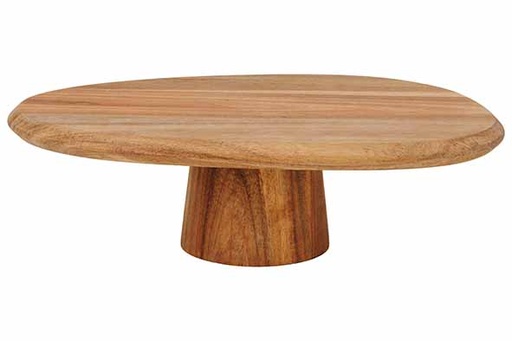 [00067582] OVAL PRESENTATION PLATE 30X25CM ON FOOT - ACACIA