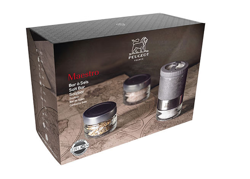 [00067704] PEUGEOT MAESTRO U'SELECT Z BAR SEL GRAPHITE CLAIR 11CM  + 3 POIVRES - 46996
