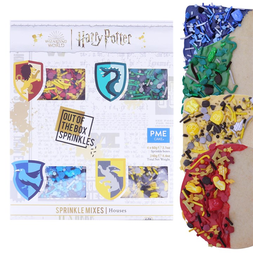 [00067887] MIX DECORS EN SUCRE 4ASS DE 60GR DES 4 MAISONS DE POUDLARD