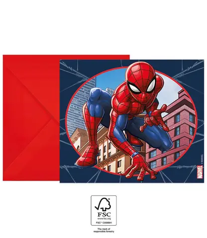[00068367] *FDS*SPIDERMAN CRIME FIGHT INVITATION ET ENVELOPPES 6pcs