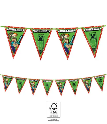 [00068431] MINECRAFT GUIRLANDE DRAPEAUX TRIAN