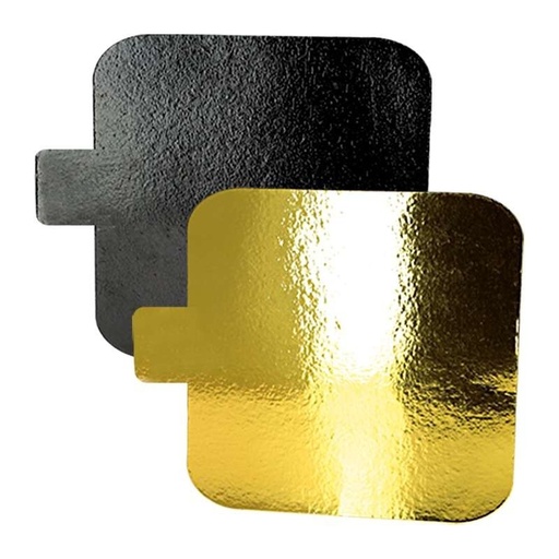 [00068491] GOUD/ZWARTE VIERKANTE KAART 6X6CM MET LIPJE – 40 STUKS