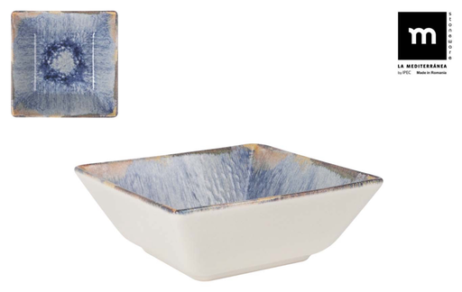 [00068502] AELIA MONACO SALADBOARD 13x13XH5.5CM BLUE/BEIG STONEWARE - AE250000