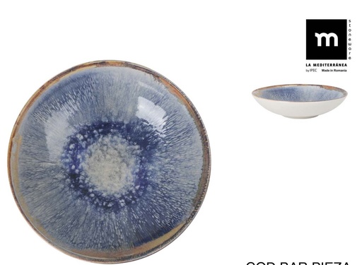 [00068505] AELIA MONACO ASSIETTE COUPE CREUSE 21XH5.3CM VERT/BLEU STONEWARE - AE26102