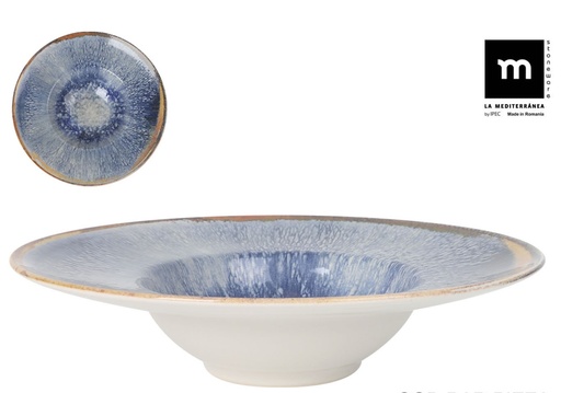 [00068508] AELIA MONACO ASSIETTE CREUSE 28CM BASSIN DE 15CM BLEU/BEIGE STONEWARE - AE26113