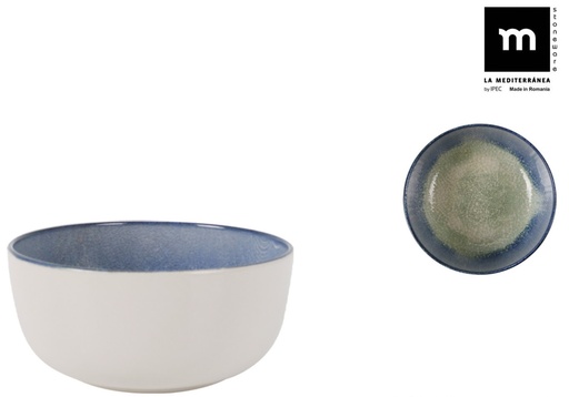 [00068519] OLAF MONACO SALADIER/BOL 14.5XH6.6CM  VERT/BLEU STONEWARE - OLA27108