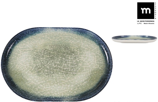 [00068520] OLAF MONACO BORD 30X20XH2.5CM GROEN/BLAUW STEENGOED