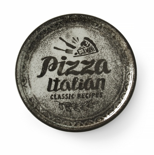 [00068640] ASSIETTE PIZZA PORCELAINE RECIPE NOIR 33 CM 