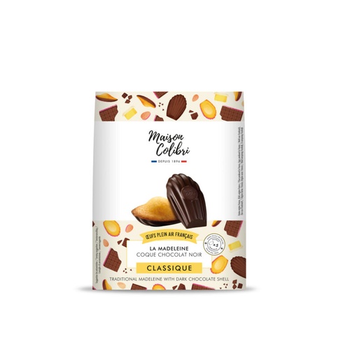 [00068700] COLIBRI *NEW* MADELEINE NATURE COQUE CHOCOLAT NOIR - 6X25GR - 12 SACHETS