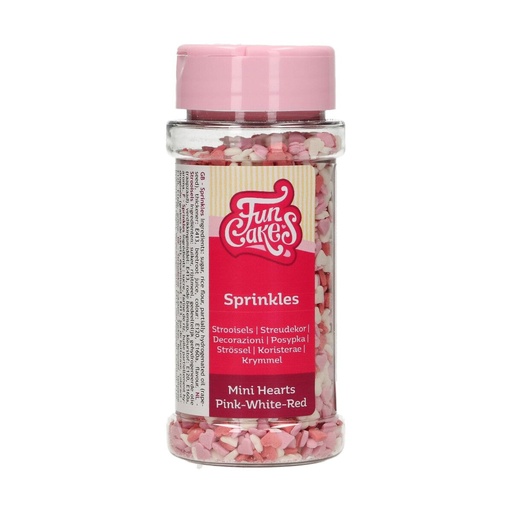 [00068810] FunCakes Mini Pink/White/Red Sugar Hearts 60g
