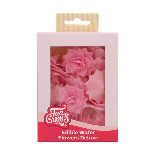 [00068866] FunCakes Wafer Flowers Pink Rosalia Rose 4cm 15 pcs