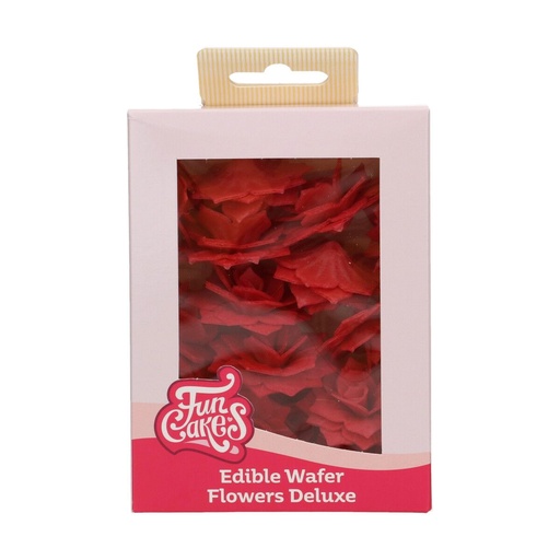 [00068867] FunCakes Oplaatbloemen Rode Rosalia Roos 4cm 15 stuks