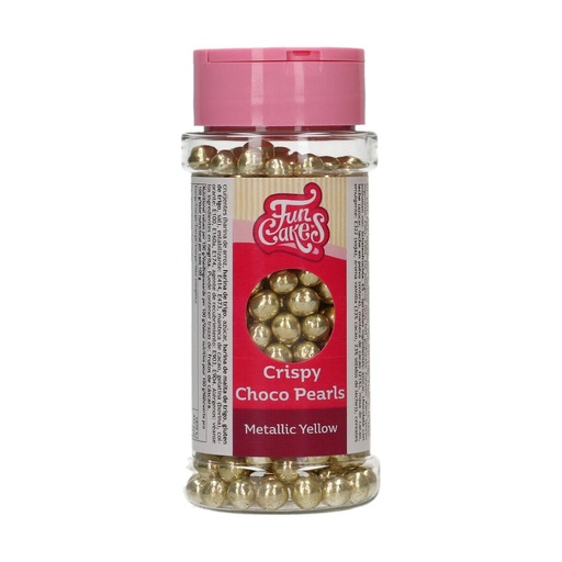 [00068968] FunCakes Crunchy Chocolate Pearls - Metallic Yellow 60g