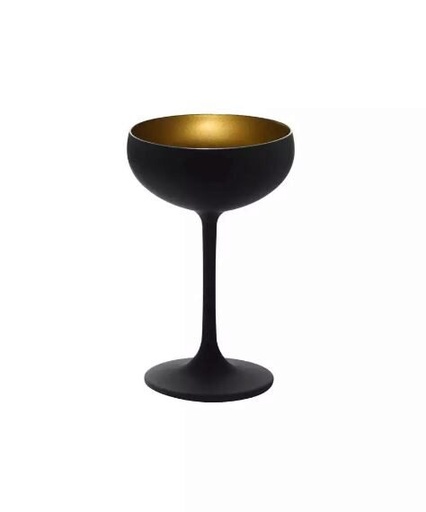 [57659470] STOLZLE OLYMPIC GLAS CHAMPAGNE COUPE ZWART/GOUD 23CL