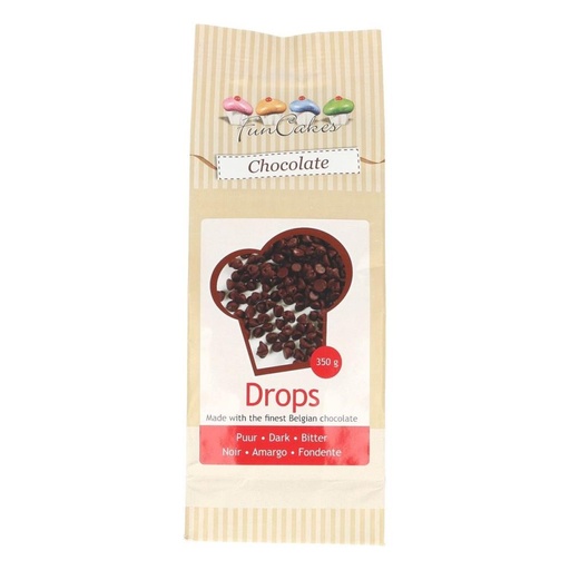 [08053385] FUNCAKES CHOCOLADE DROPS PUUR 350G =ZAKJE