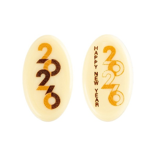 [00070339] 2014072 Plaatje Happy New Year 2026 3,9x2,3 cm 175pcs ***OP/ORDER***