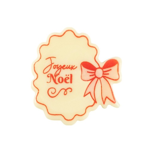 [00070347] 2015424 Plaquette avec nœud Joyeux Noël 3,7x4 cm 120pcs ***S/CDE***