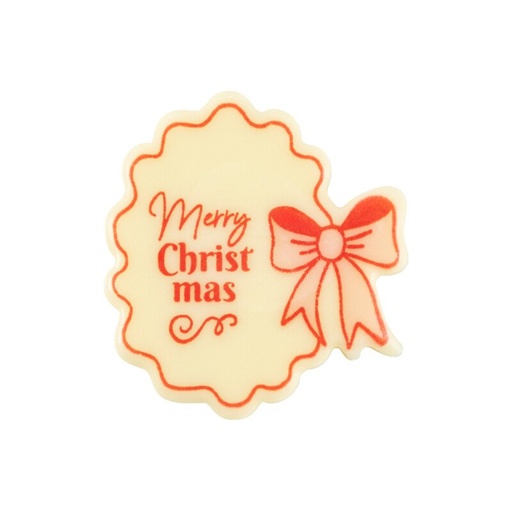 [00070348] *FF*2015422 Plaquette avec nœud Merry Christmas 3,7x4 cm 120pcs ***S/CDE***