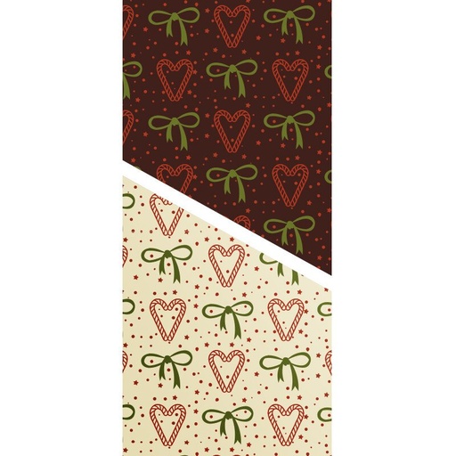 [00070372] 2046195 Transfer Christmas bow and heart 30x40 cm 30pcs ***ON/ORDER***