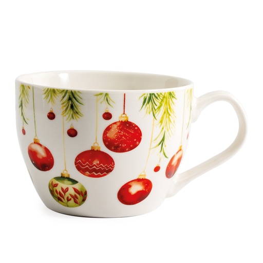 [00070676] MUG BOULES DE NOEL ROUGE Ø10,5CM H8CM