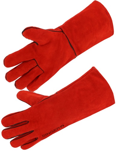 [00070832] ROOD PAAR HANDSCHOENEN MET KATOENEN VOERING, 35 CM