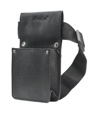 [00070835] PAVELINNI ACCESOIRE PORTE TERMINAL PAYEMENT- MINI TABLETTE MAX 3CM EPAISSEUR CUIR NOIR CLASSIQUE  - 11X18.5X3.5 - A/BANDOULIERE NYLON  - DC02173ABL