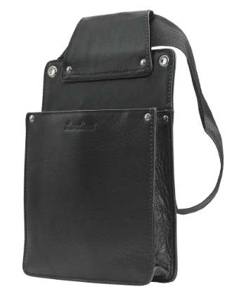 [00070842] PAVELINNI TERMINAL HOUDER ACCESSOIRE - TABLET MAX 3CM DIK KLASSIEK ZWART LEDER - 14.5X17X4CM - MET NYLON RIEM - DC07115ABL