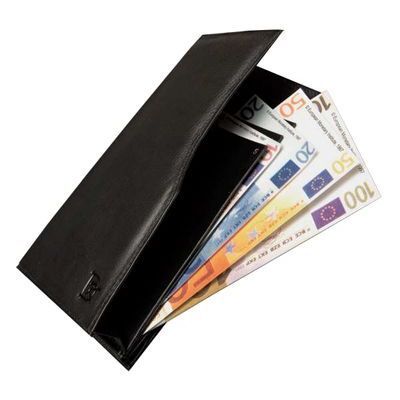 [00070845] PAVELINNI TICKET WALLET BLACK LEATHER GLADIATOR 10.5X18X2CM - 6 COMPARTMENTS