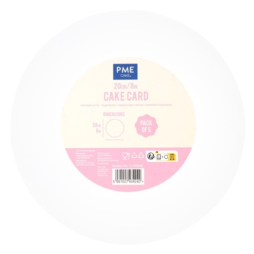 [00070892] Set de 5 cartons ronds blancs 20cm  