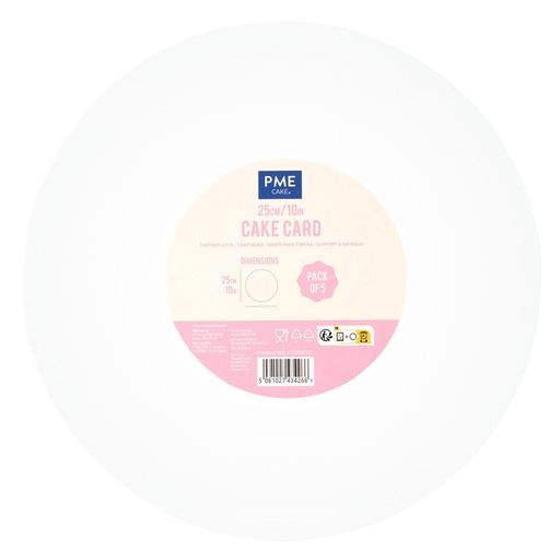 [00070893] Set of 5 White Round Cake Boards 25cm 