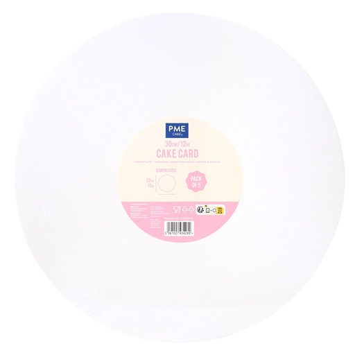 [00070894] Set of 5 White Round Cake Boards 30cm 