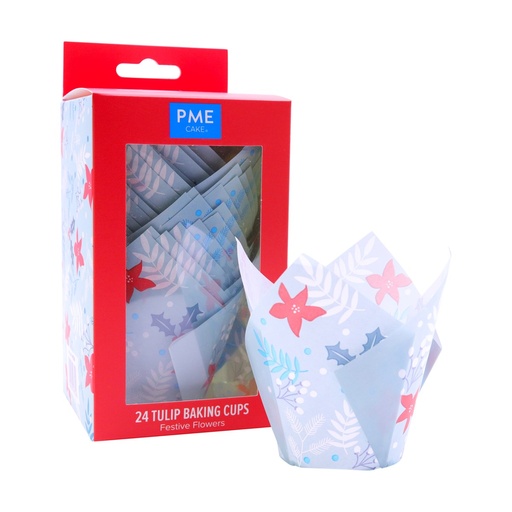 [00070899] CAISSETTES TULIPE 24PCS FLEURS FESTIVES