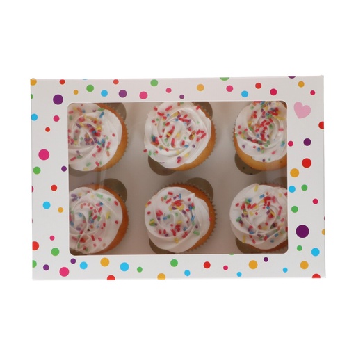 [00071062] FUNCAKES CONFETTI DOOS VOOR 6 CUPCAKES 24 X 16,5CM HT 7,5CM FOST+ INBEGREPEN