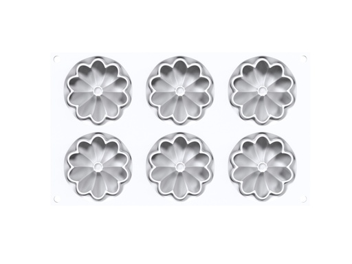 [00071090] SILIKOMART 3D KIT TARTE RING BLOOM Ø76.5MM H17MM 6 RINGS + 6-CAVITY MOLD
