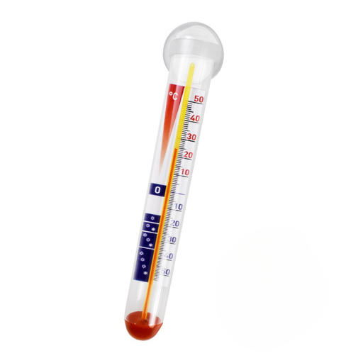 [00071130] ALLA FRANCE MINI THERMOMETRE VERTICAL EN VERRE POUR LE FROID AVEC VENTOUSE DE -50° À +50°  150 MM Ø 20 MM