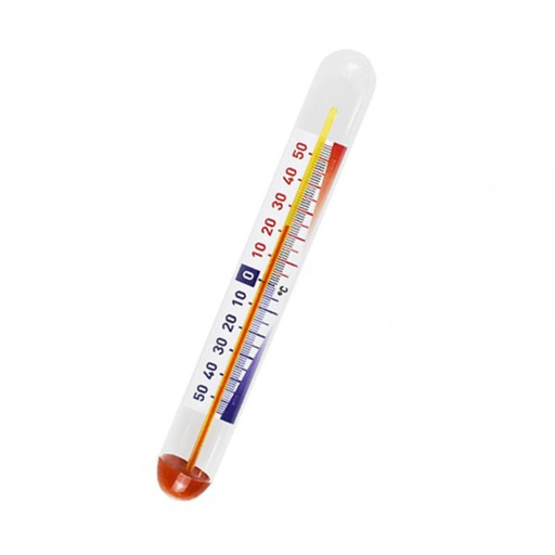 [00071131] ALLA FRANCE MINI VERTICALE GLAZEN THERMOMETER VOOR KOU MET ZUIGNAP VAN -50° TOT +50° 150 MM Ø 20 MM