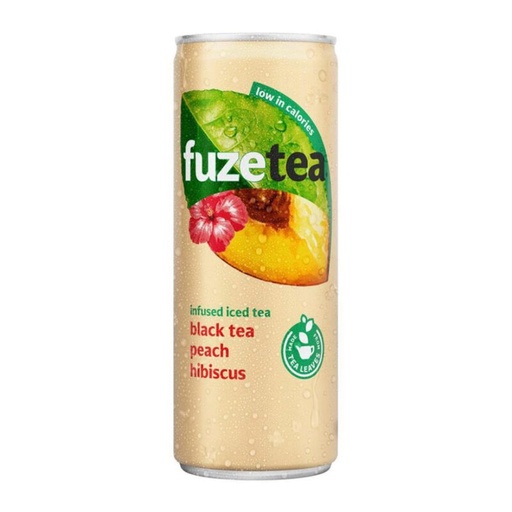 [06100654] DRINK FUZE THE BLACK TEA PEACH HIBISCUS 24X33CL BLIKJE = TRAY