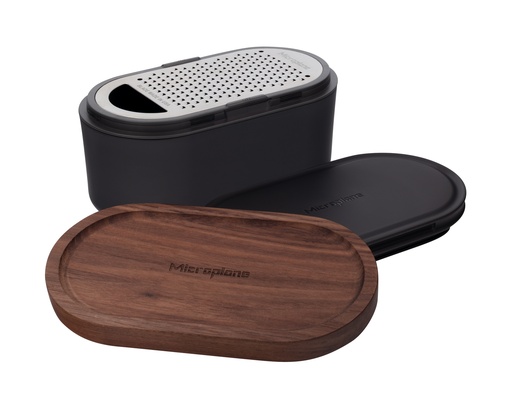 [00073871] MICROPLANE RAPE PARMESAN-CHOCOLAT - FRUITS A COQUES ANTRACITE AVEC COUVERCLE NOYER - 532ML