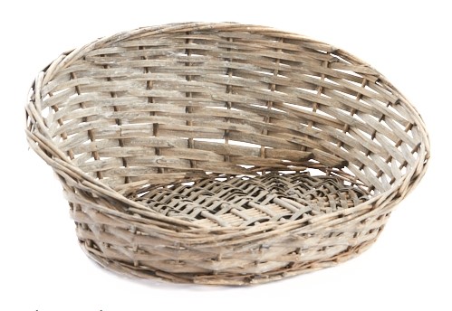 [00073882] GRAY WOOD WICKER CAT BASKET 40 x 34CM H6/16CM