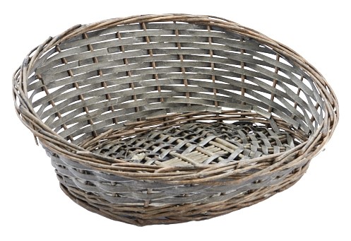 [00073883] GRAY WOOD WICKER CAT BASKET 45 x 38CM H8/18CM