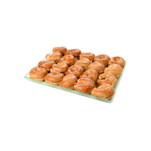 [00073898] ❄️BURGARD - MINI BAGELS 20PCS: 5x SMOKED SALMON/TZATZIKI CHEESE - 5x HAM/EMMENTAL/BUTTER - 5x CURED HAM/WALNUT FLAVOURED BUTTER - 5x FRESH CHEESE PLATEAU OF 20PCS