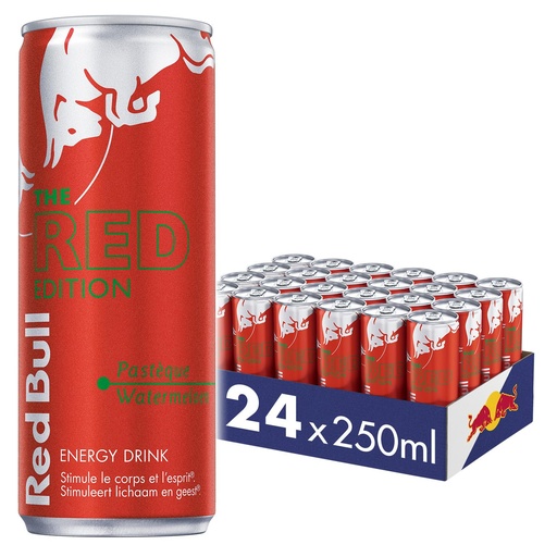 [00074014] BOISSON RED BULL RED EDITION PASTEQUE 24 X 25CL  CANETTE SLEEK  ***S/CDE***
